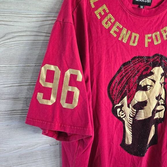 Makobi Tupac Legend Forever Studded Shirt Mens SZ 3x 96 - Picture 7 of 10